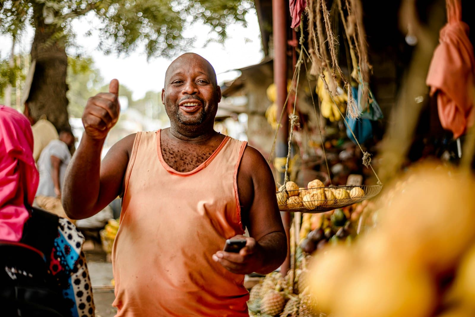 Fruit seller at an open-air market